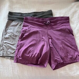 Tuff Athletics Womens Shorts Set of 2 Burgundy Brown Size S Drawstring Pockets
